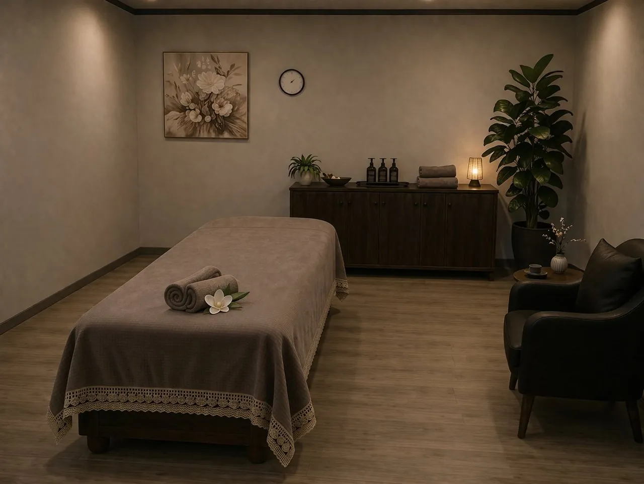 Comfortable massage room with soft lighting at Diamond Spa Massage in San Diego CA