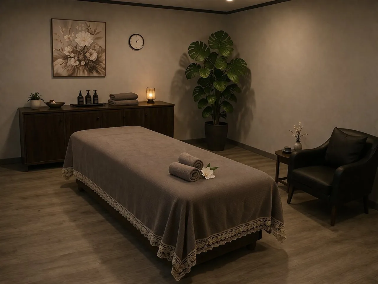 Quiet massage room kept clean and simple at Diamond Spa Massage in San Diego CA