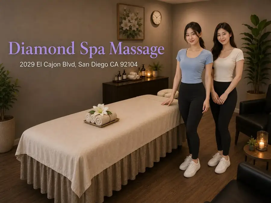 Friendly massage therapists ready to help choose a service at Diamond Spa Massage in San Diego CA