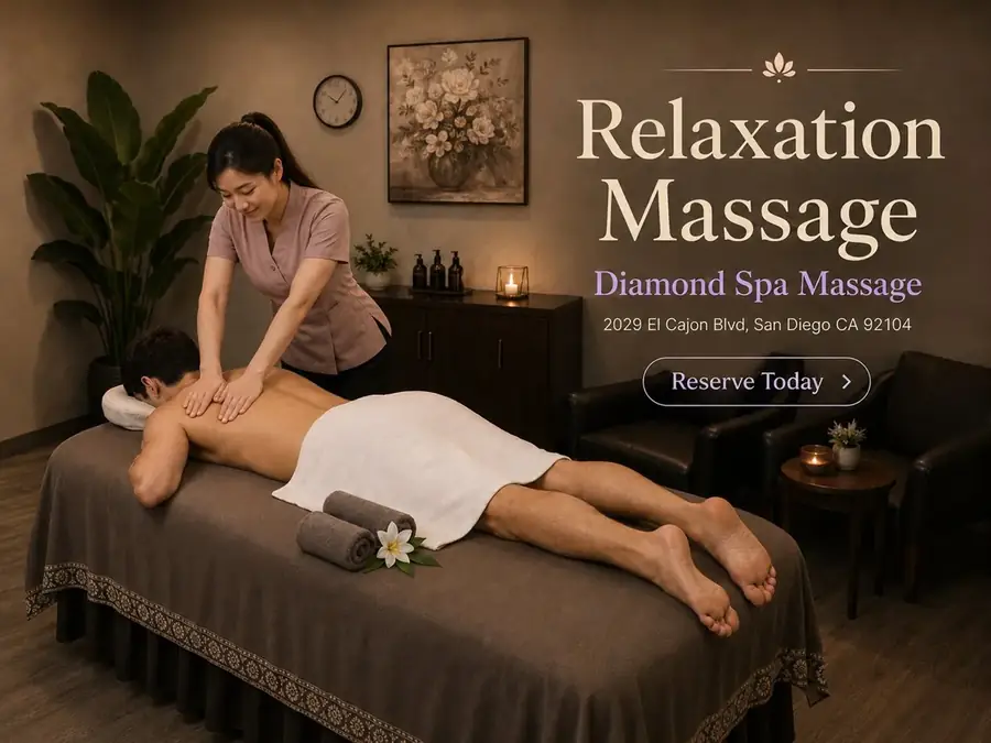 Relaxation massage with slow soothing strokes at Diamond Spa Massage in San Diego CA