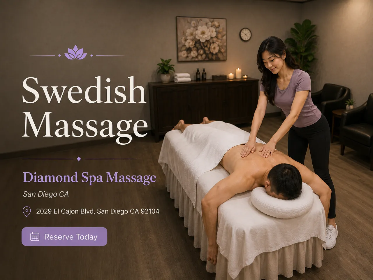 Swedish Massage in San Diego, CA at Diamond Spa Massage